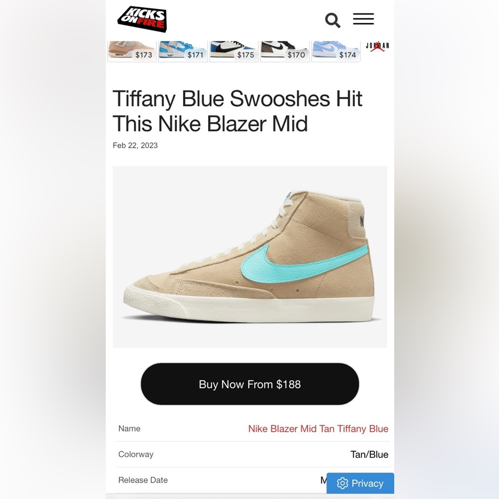 Nike Blazer Mid - Tiffany Blue Swoosh